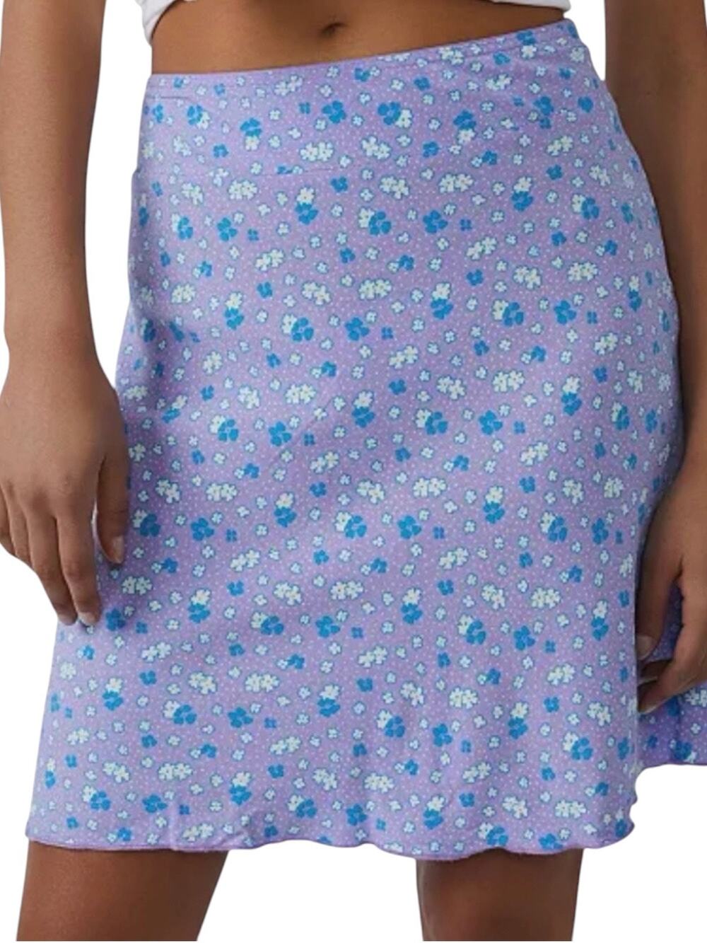 Free people IRL Floral Mini Slip Skirt Women’s 10 Ice Combo NEW
